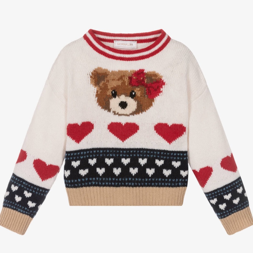 MONNALISA
GIRLS IVORY WOOL KNIT SWEATER size 10